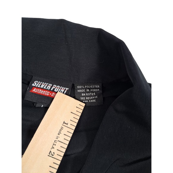 Silver Point Authentic Original Men's Polyester Button-Up Shirt Black with Fire - Picture 6 of 8
